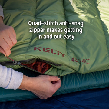 Kelty Cosmic 20 sleeping bag RDS down traceability tag confirms ethical sourcing