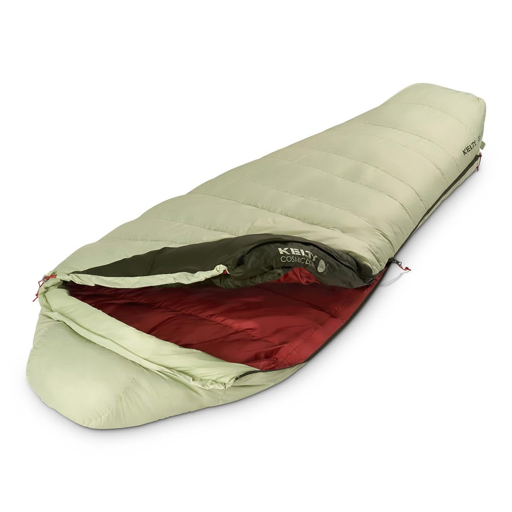 Kelty Cosmic 20 Down stuffed-size compact storage for travel.