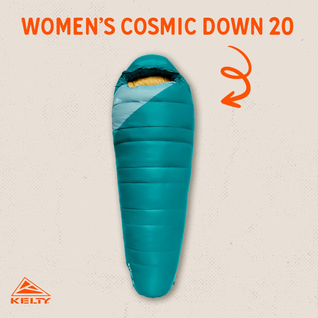 Kelty Cosmic 20F women’s sleeping bag roomy footbox supports relaxed toes.