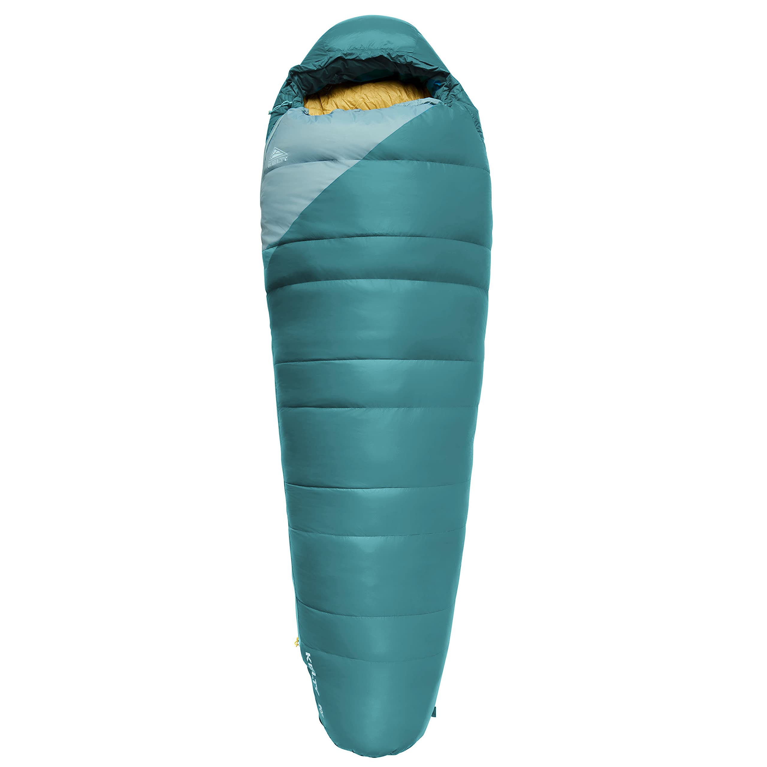 Kelty Cosmic 20F women’s sleeping bag top view highlighting compact warmth for three-season use.