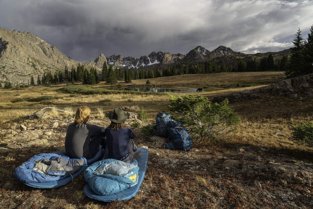 Kelty Cosmic 20F women’s sleeping bag down-fill closeup showing DriDown insulation.