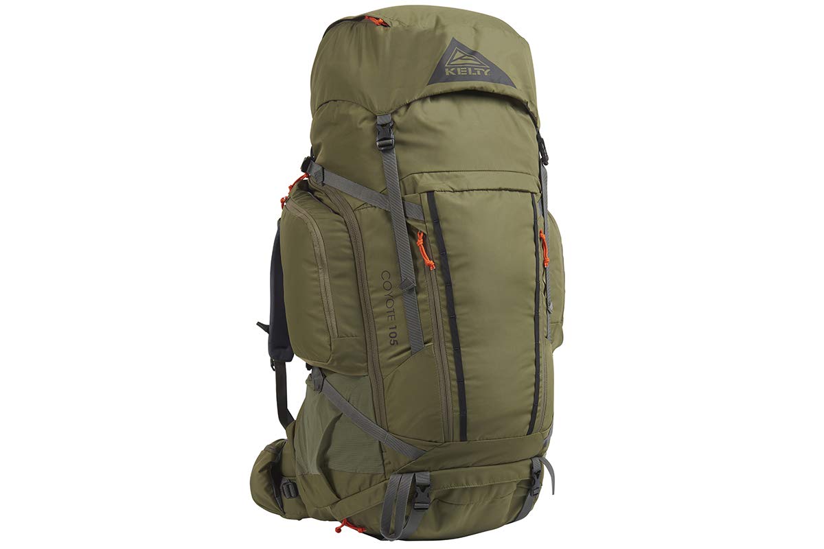 Kelty Coyote 105L backpack overview on trail, showcasing spacious capacity for multi-day trips