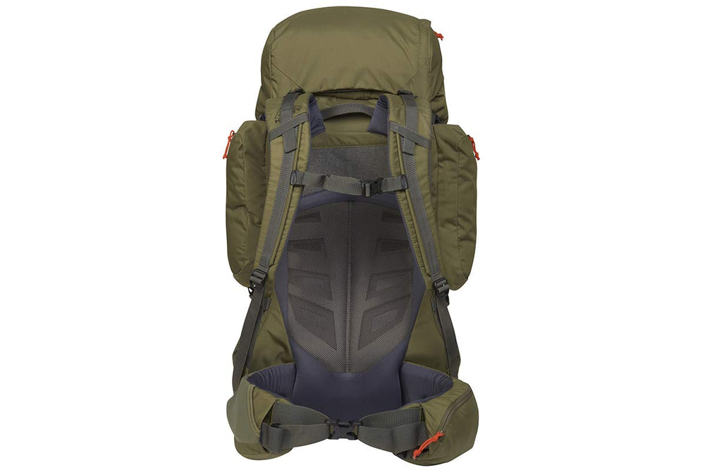 Kelty Coyote 65L perimeter frame providing trail stability on rough terrain.