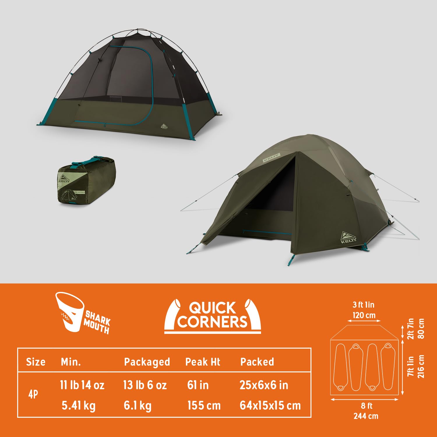 Kelty Daydreamer 4P with Quick Corners enables fast, solo setup.