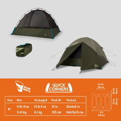 Kelty Daydreamer 4P with Quick Corners enables fast, solo setup.