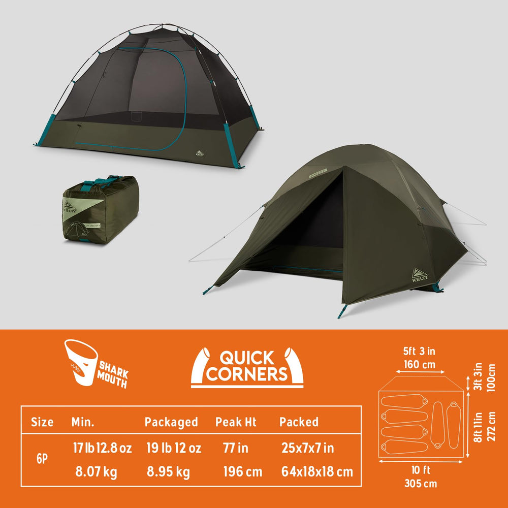 Kelty Daydreamer 6P standing-height interior supports easy movement.