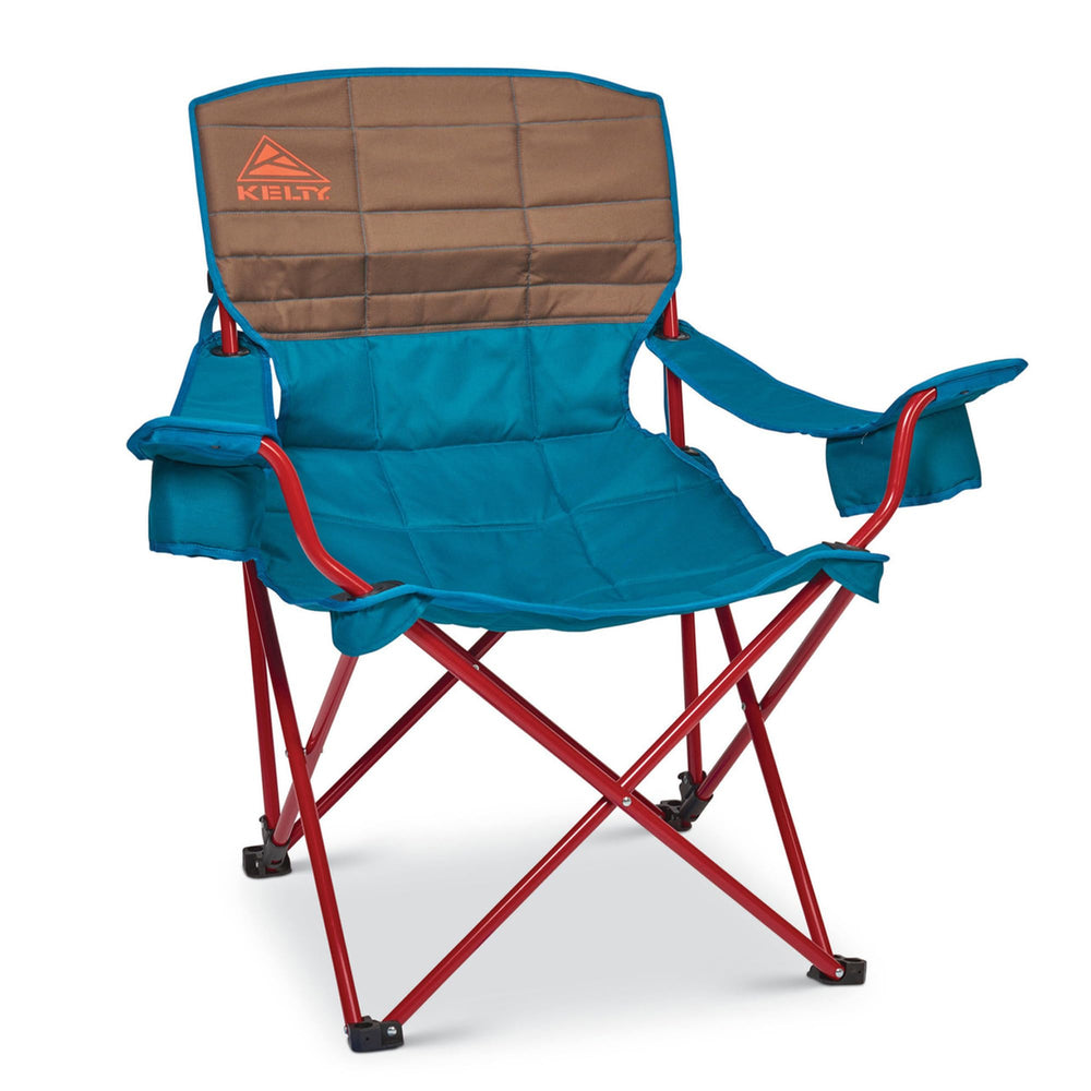 Kelty Deluxe Lounge Chair front view shows sturdy steel frame for durable outdoor comfort.