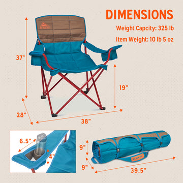 Kelty Deluxe Lounge Chair insulated cupholders keep drinks handy during gatherings.