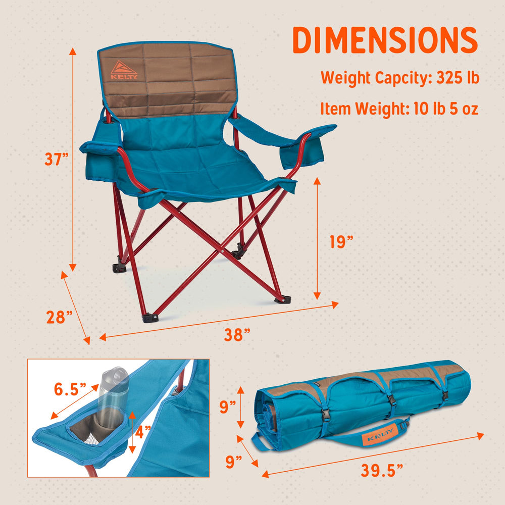 Kelty Deluxe Lounge Chair insulated cupholders keep drinks handy during gatherings.