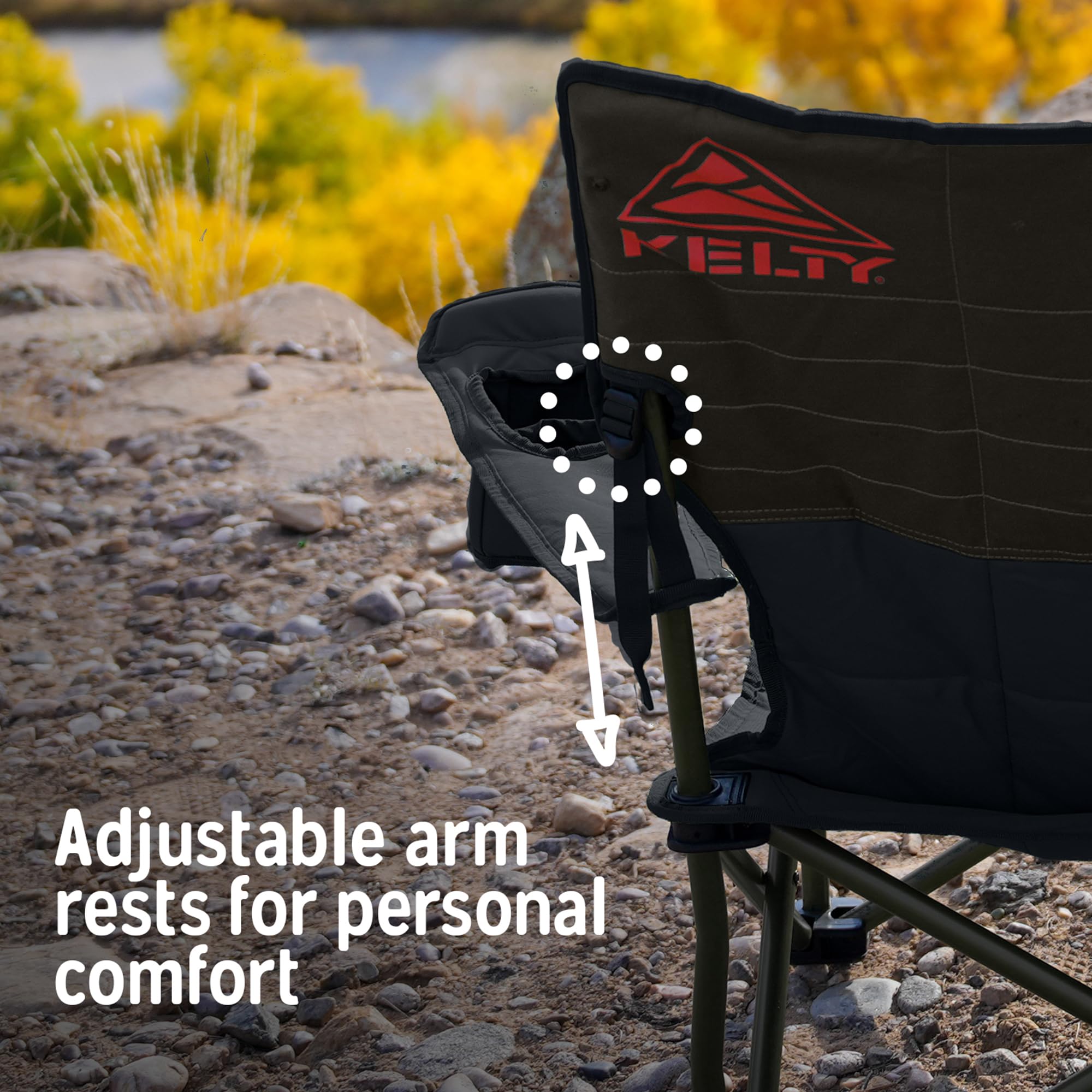 Kelty Deluxe Lounge Chair roll-tote storage keeps it organized.