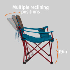 Kelty Deluxe Lounge Chair steel frame provides lasting stability for outdoor seating.