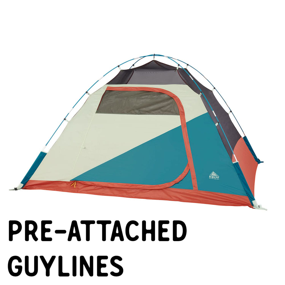 Kelty Discovery Basecamp 4P pre-attached guylines for stability.