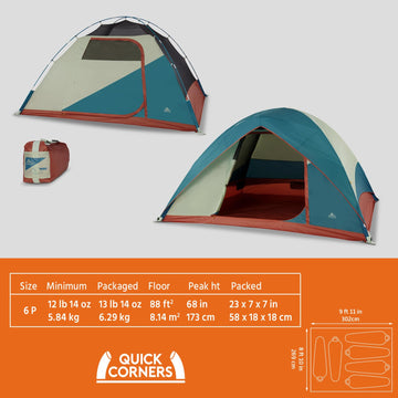 Kelty Discovery Basecamp 6P interior storage highlights gear pockets and ample room.