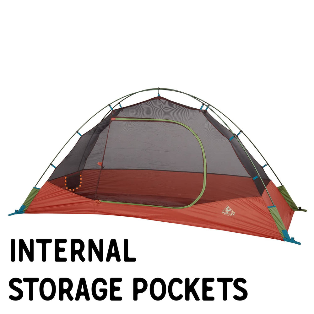 Kelty Discovery Trail tent with pre-attached guylines simplifies windy nights