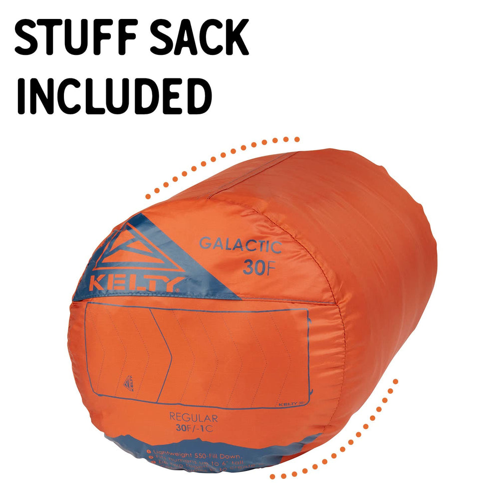 Kelty Galactic Down 30 Degree sleeping bag, foot-vent zipper detail in Rooibos Tea enabling airflow.