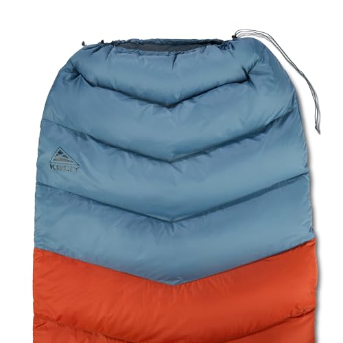 Kelty Galactic Down 30 Degree sleeping bag, hood closeup in Rooibos Tea color highlighting warmth.