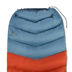 Kelty Galactic Down 30 Degree sleeping bag, hood closeup in Rooibos Tea color highlighting warmth.