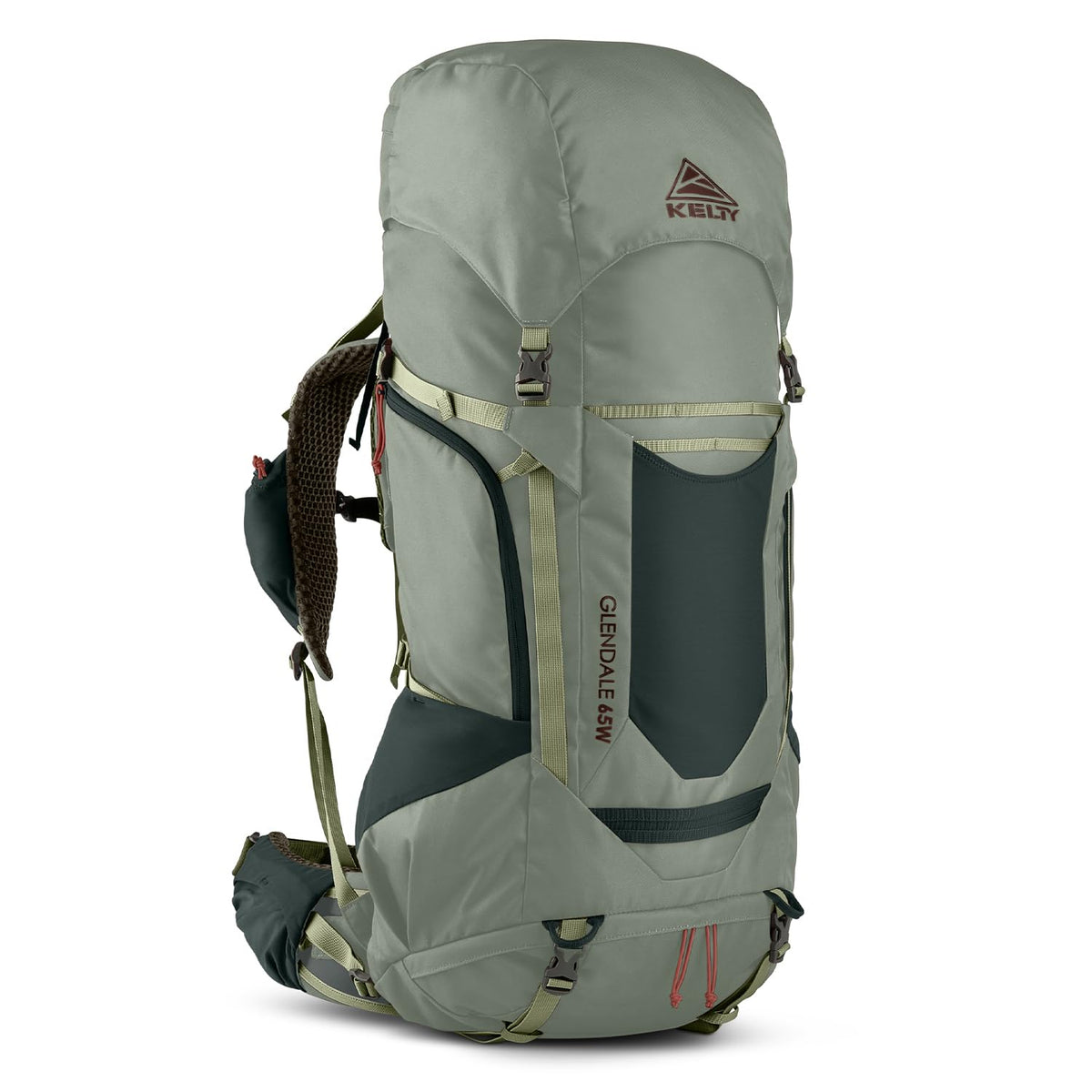 Kelty Glendale 65L backpack front view highlights spacious storage and fit.