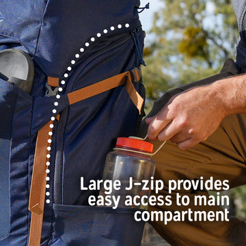 Kelty Glendale 85L sleeping bag compartment keeps gear organized at camp.