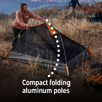 Kelty Grand Mesa 2P rugged floor and rainfly materials handle damp conditions