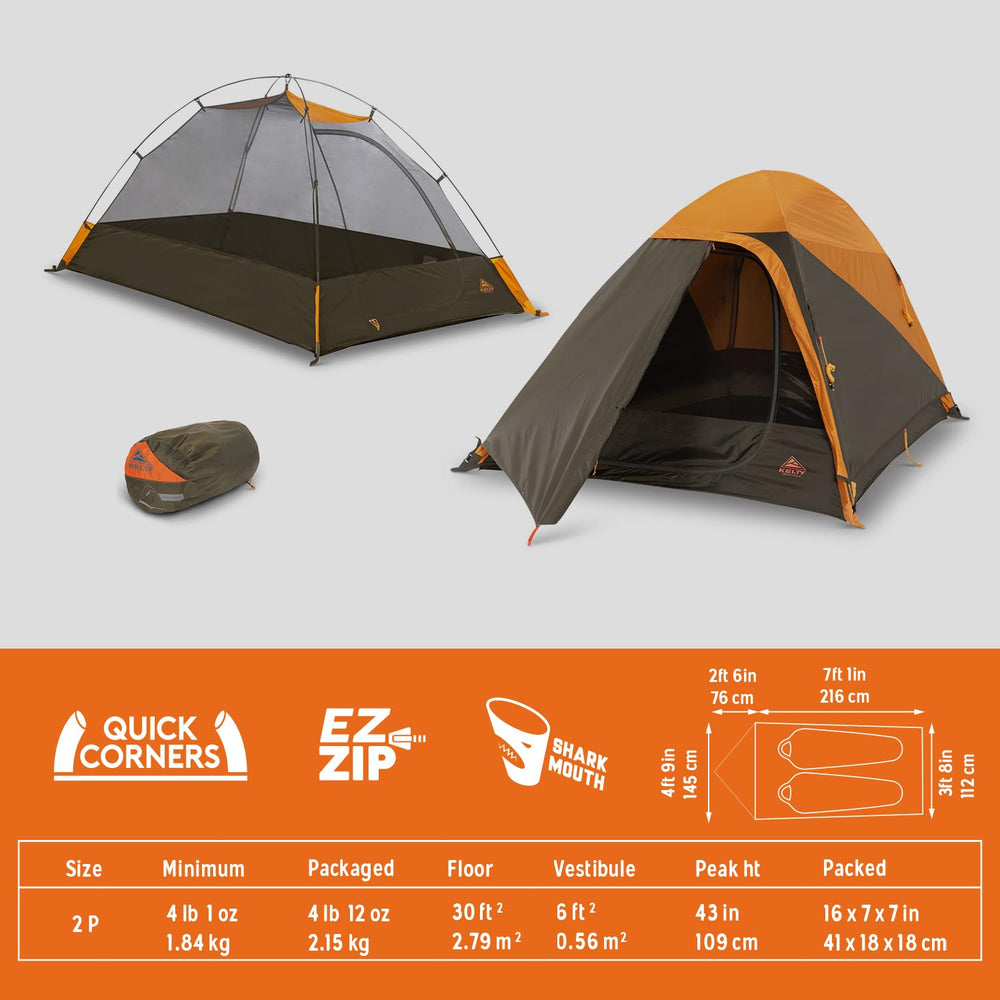 Kelty Grand Mesa 2P freestanding pitch demonstrated on grassy site