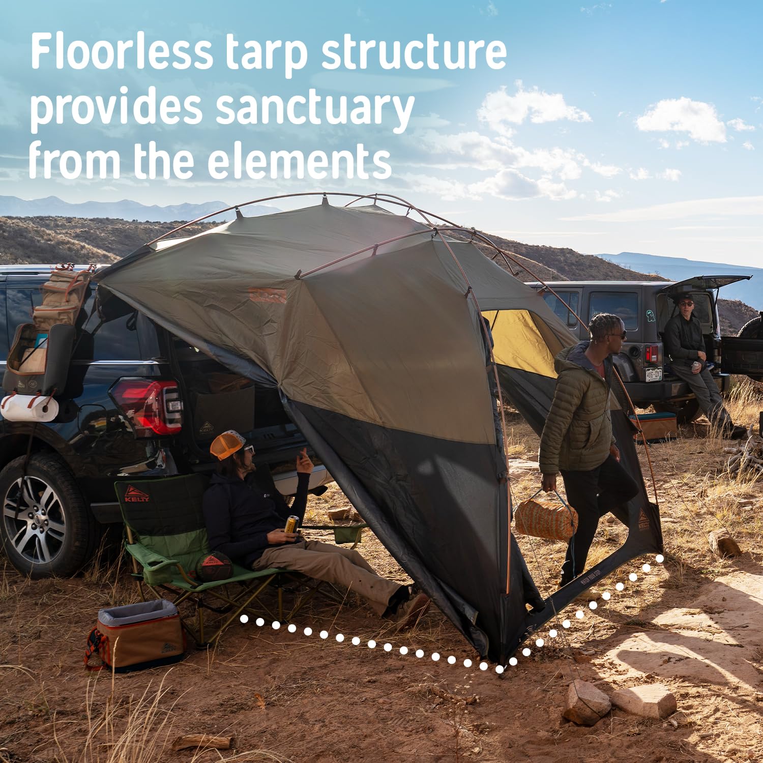 Kelty Highroads shelter aluminum frame provides sturdy support for quick sheltering.
