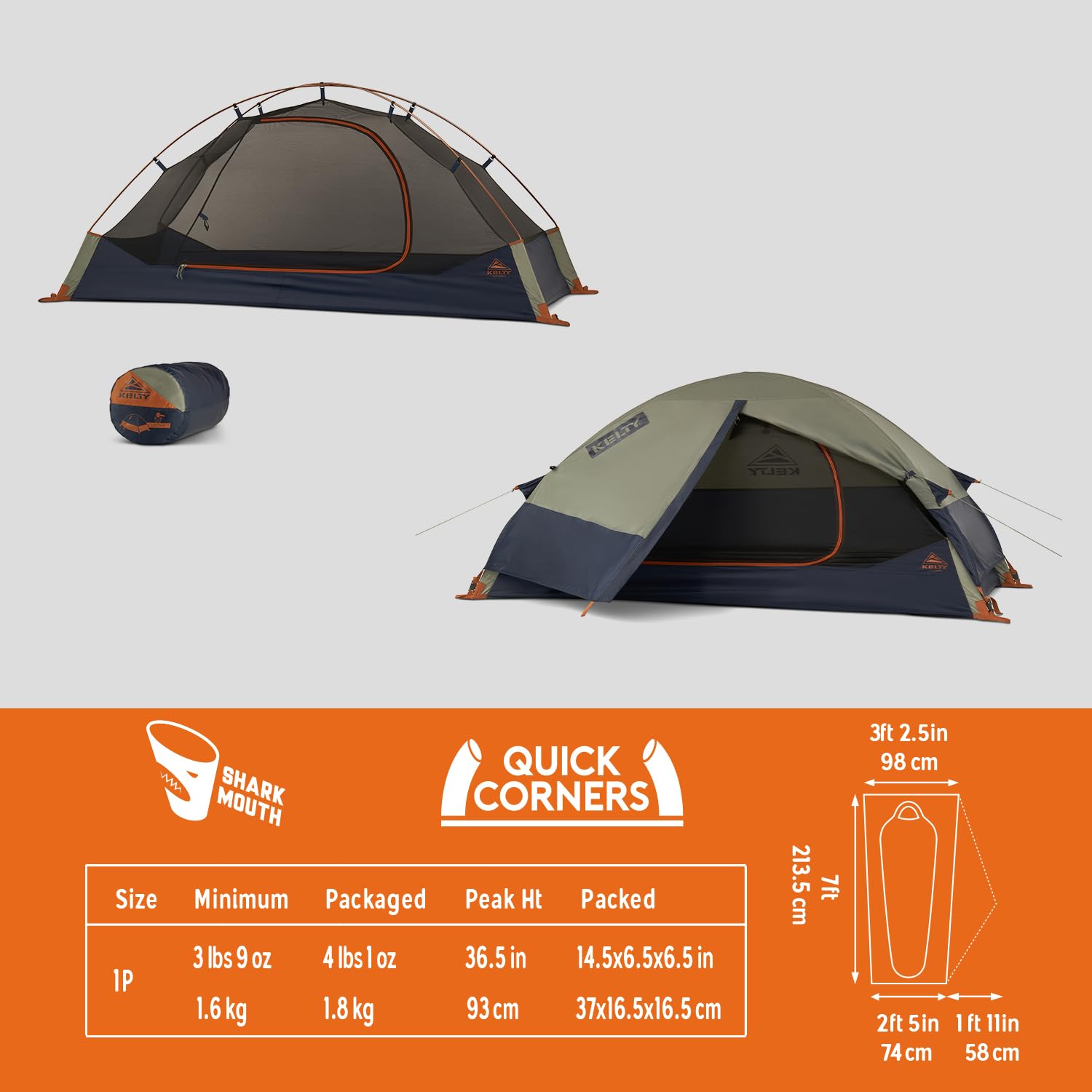 Kelty Late Start 1P vestibule for gear storage within reach