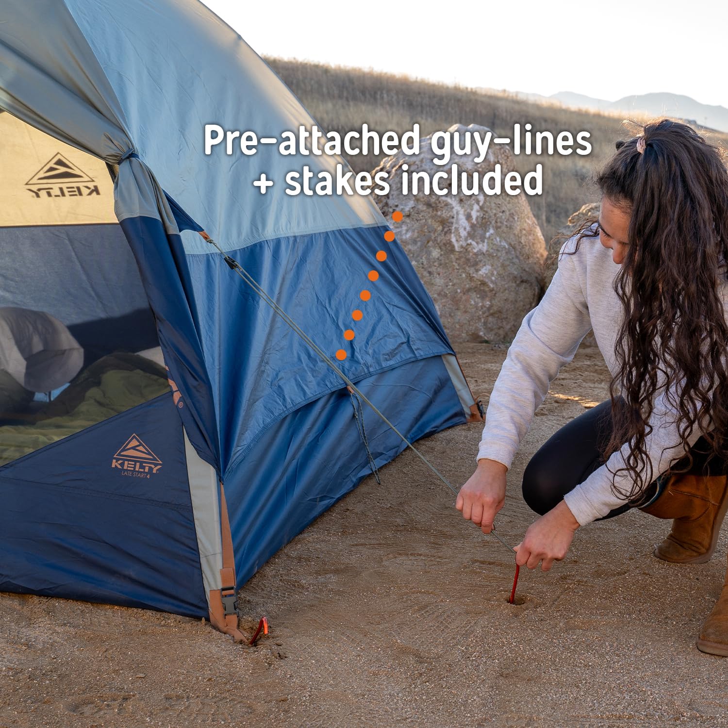 Kelty Late Start 4P tent one door, vestibule for gear storage