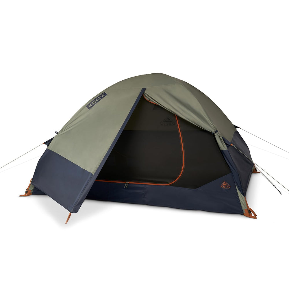 Kelty Late Start 4P tent front view shows spacious living area for four campers