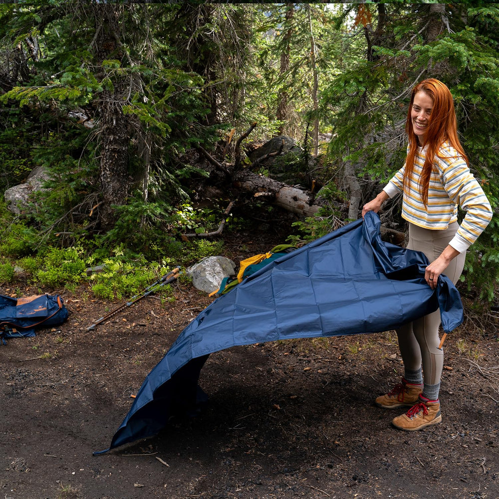 Kelty Late Start footprint helps keep dirt from reaching the tent floor.