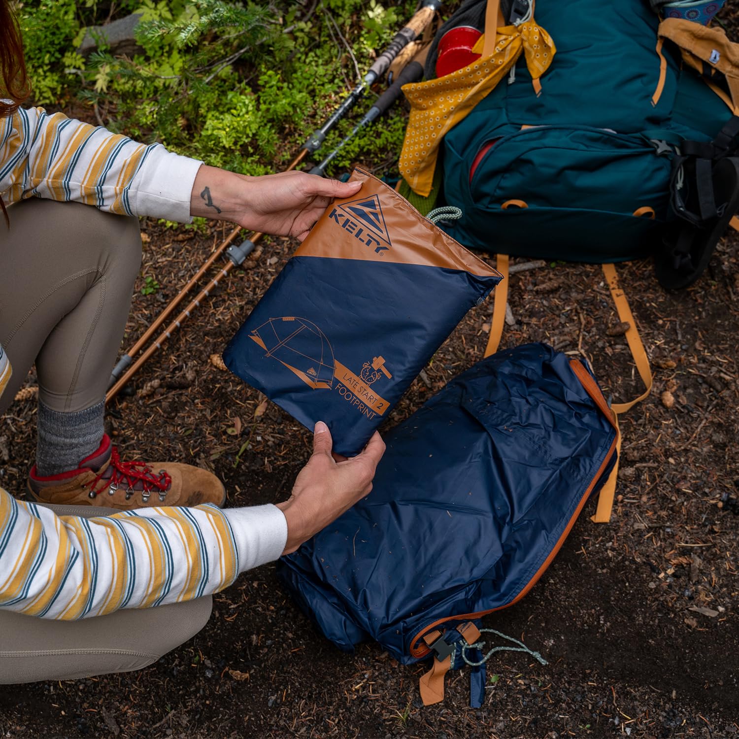 Kelty Late Start footprint packs compactly for easy backpacking and quick campsite setup