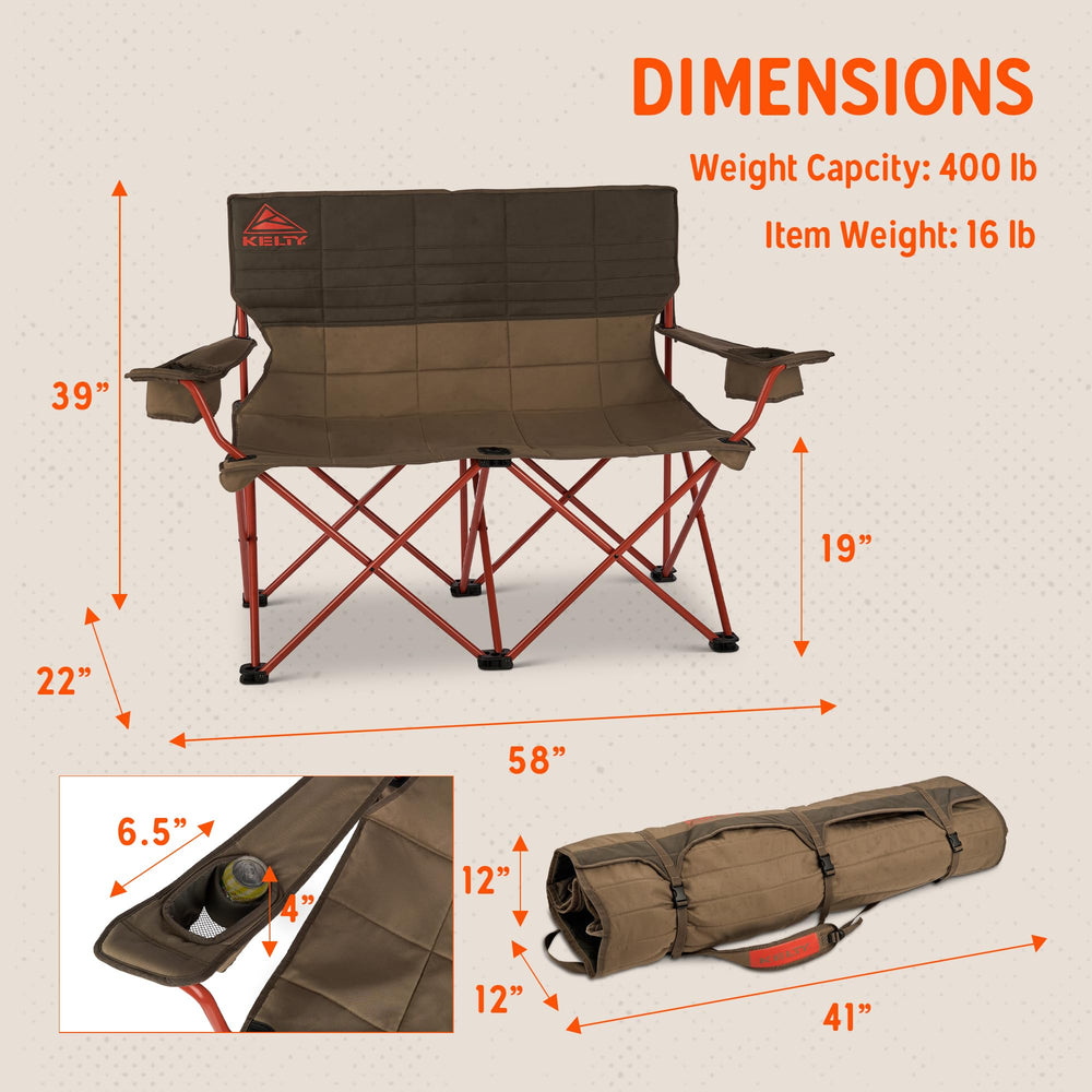 Kelty Loveseat with insulated beverage holders keeps drinks cool during tailgating