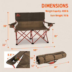 Kelty Loveseat with insulated beverage holders keeps drinks cool during tailgating