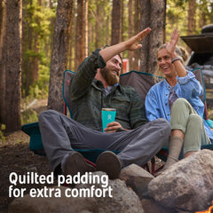 Kelty Low Loveseat side profile reveals low 13-inch seat height for relaxed lounging