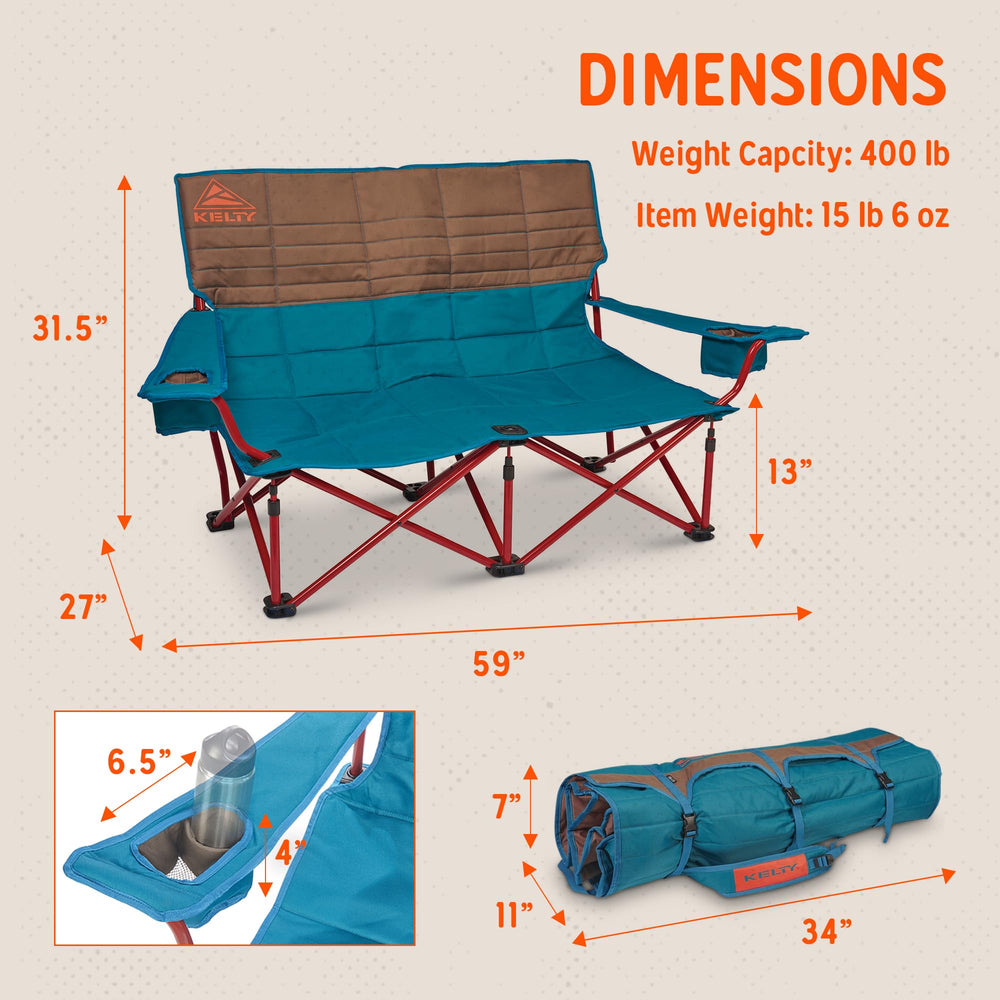 Kelty Low Loveseat used at the beach for two-person comfort