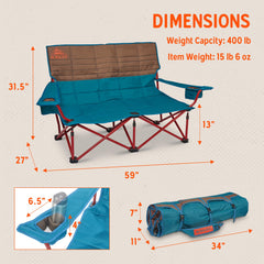 Kelty Low Loveseat used at the beach for two-person comfort