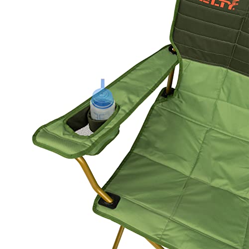 Kelty Lowdown at a tailgate, sturdy chair for games and food.