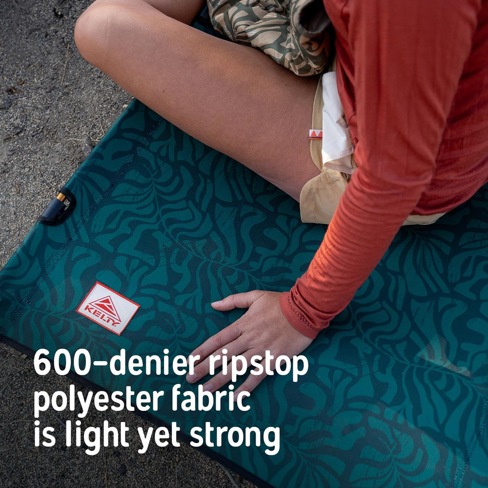 Kelty Lowdown cot fabric appears durable for rugged outdoor use