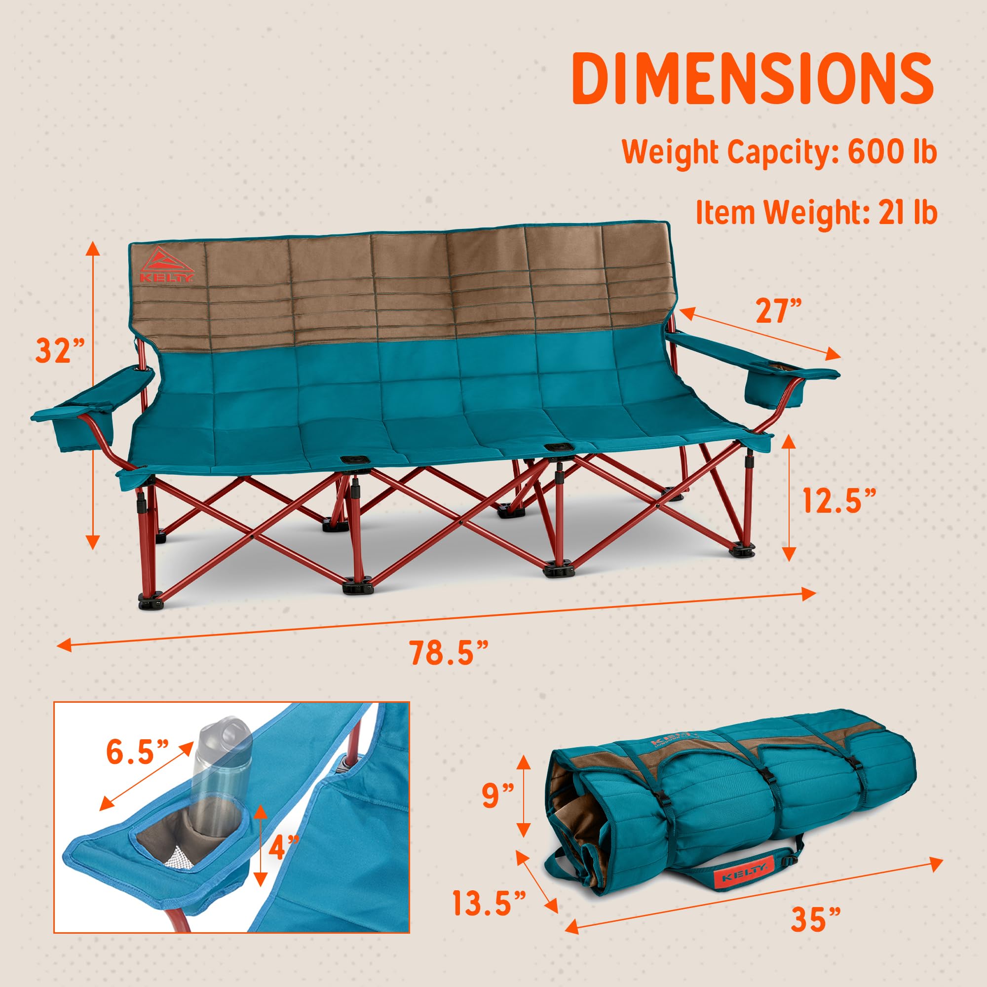Kelty Lowdown Couch insulated cupholders keep drinks cool during long outdoor hangs.