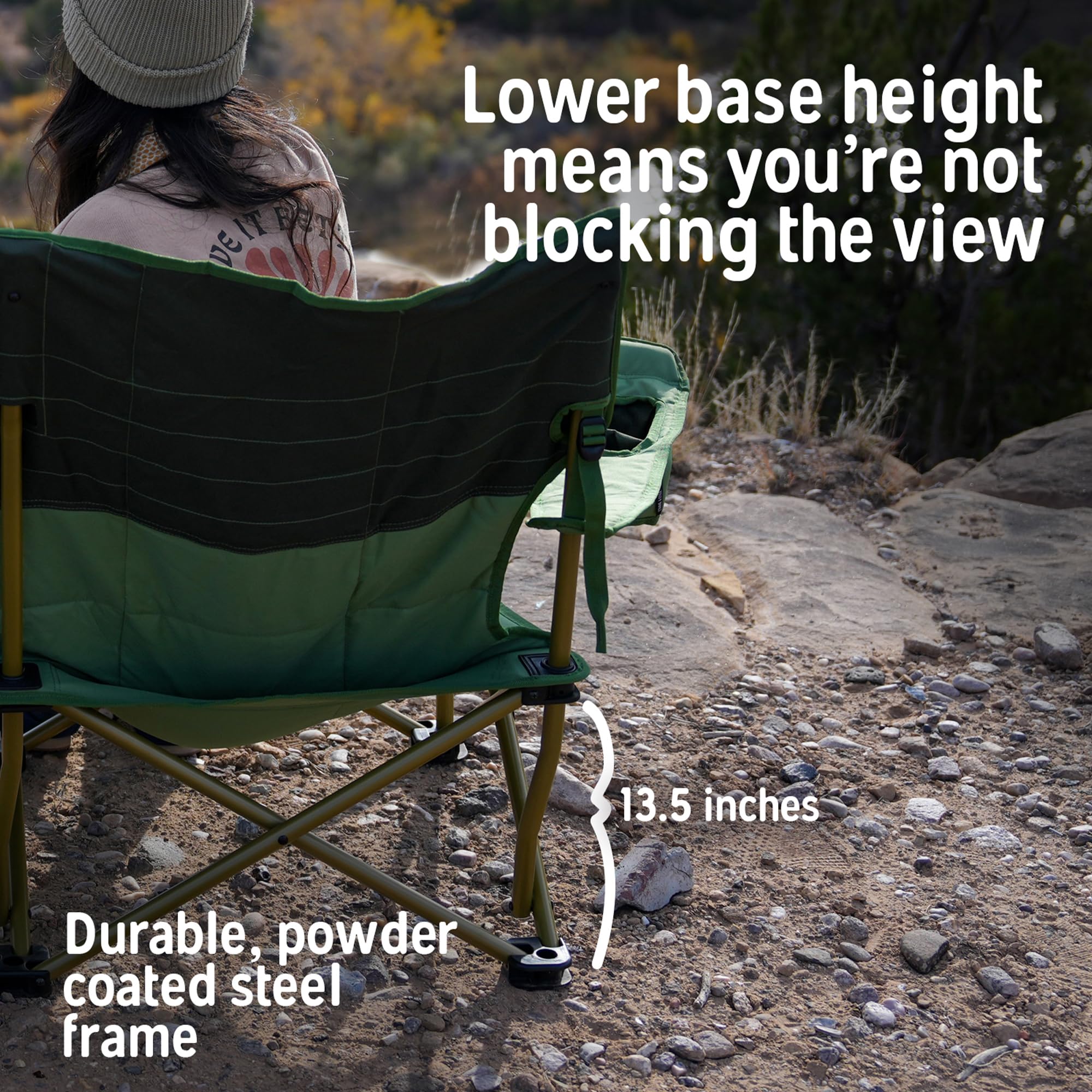 Kelty Lowdown Couch insulated cupholders keep beverages cool at outdoor events.