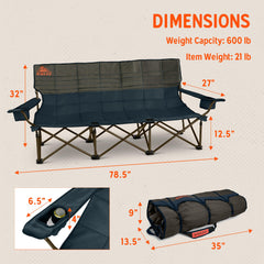Kelty Lowdown Couch side view highlights its low-profile height for easy access.