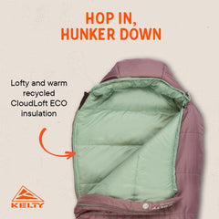 Kelty Mistral Kids 30-degree antler CloudLoft ECO insulation provides plush warmth for kids.