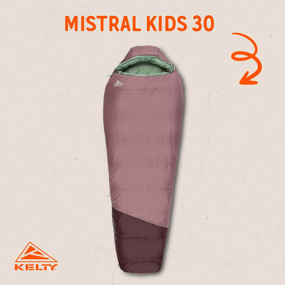 Kelty Mistral Kids 30-degree antler footbox roomy space for little feet on outdoor nights.