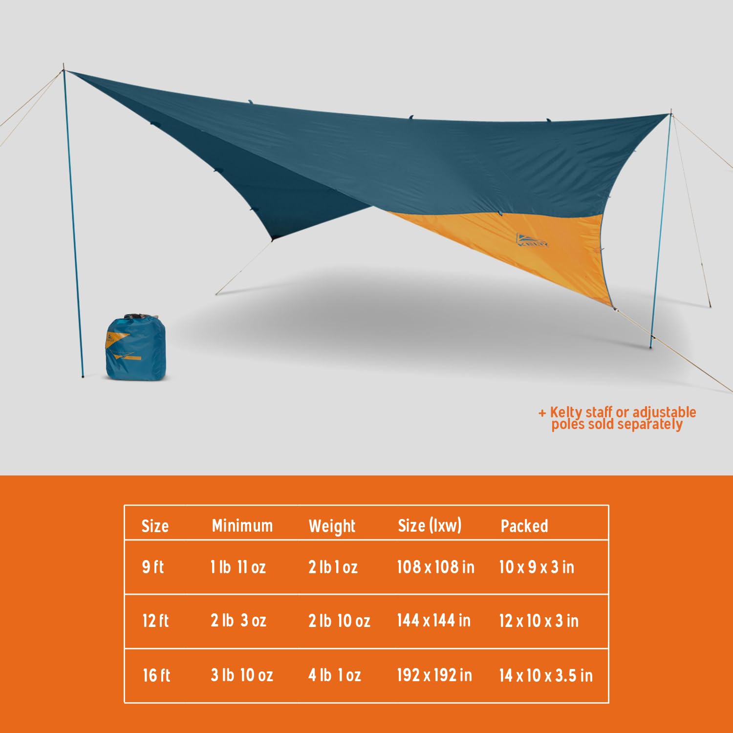 Kelty Noah's Tarp close-up shows fully taped seams for rainproof shelter.