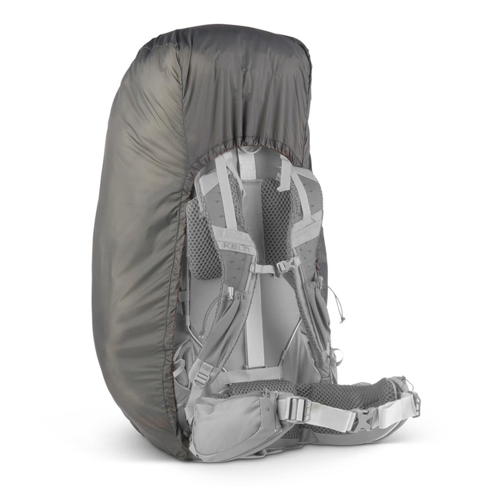 Kelty rain cover with hip belt loops stays stable on the pack.