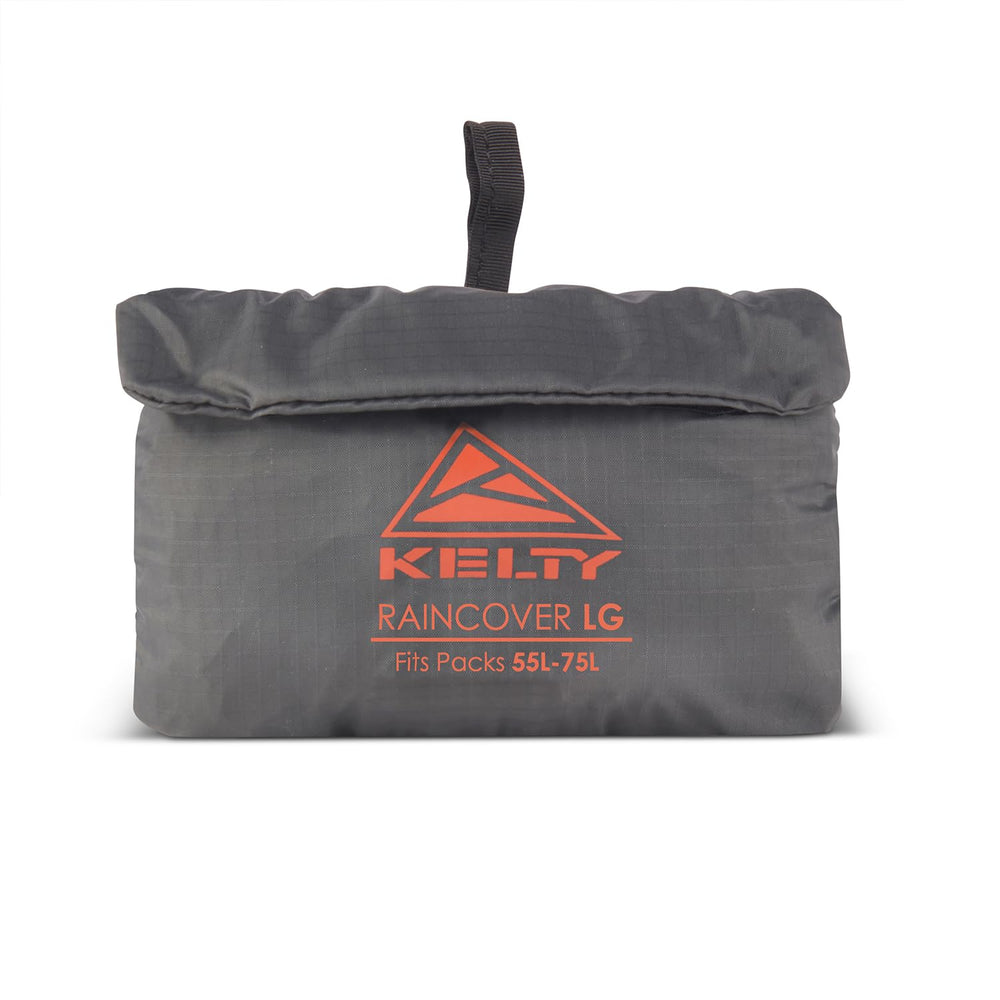 Backpack on a person with Kelty rain cover during a sudden shower