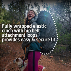 Kelty rain cover fabric is waterproof to keep contents dry.