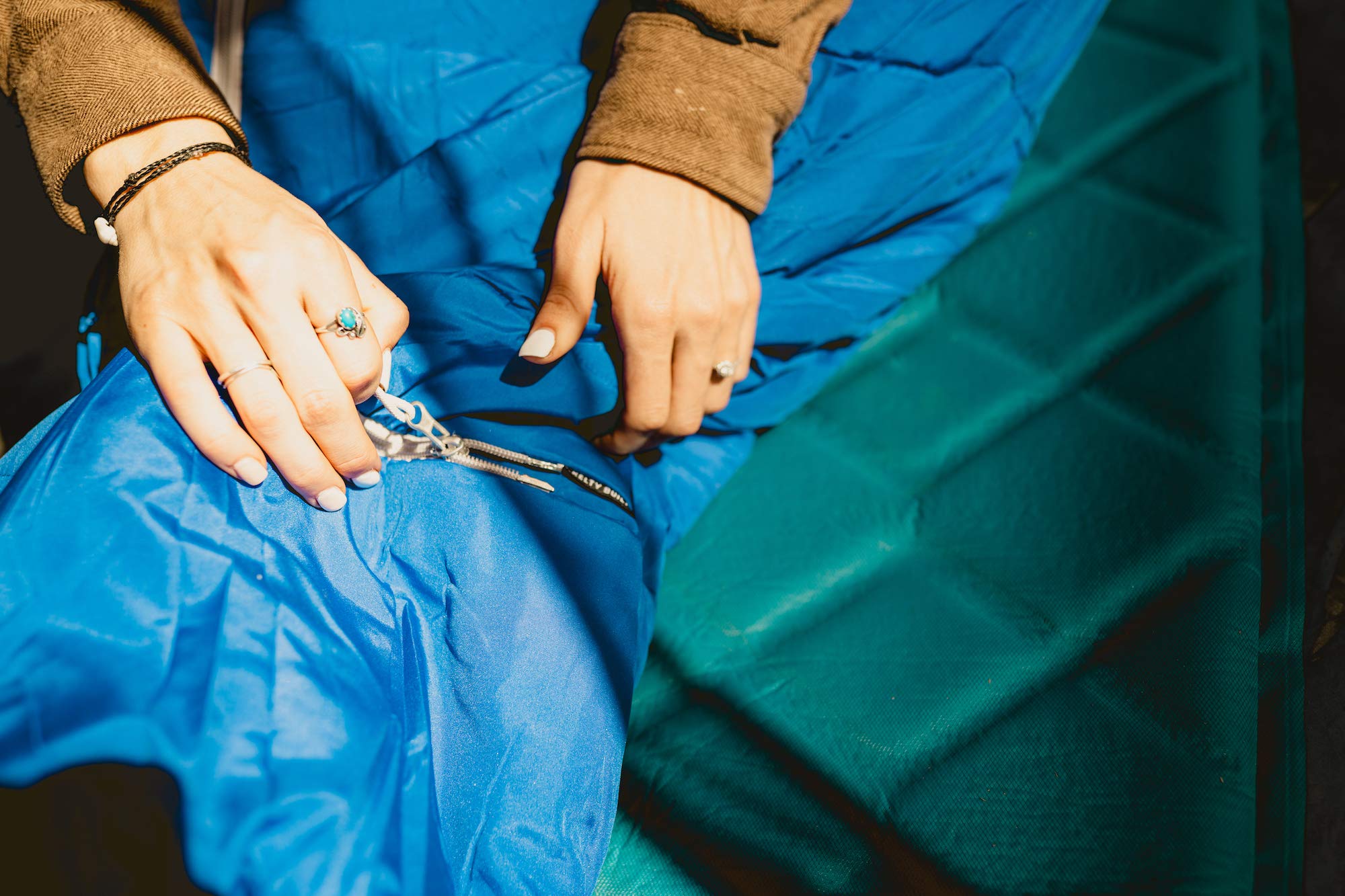 Kelty Rambler shell and liner use 260T polyester for weather-ready durability.