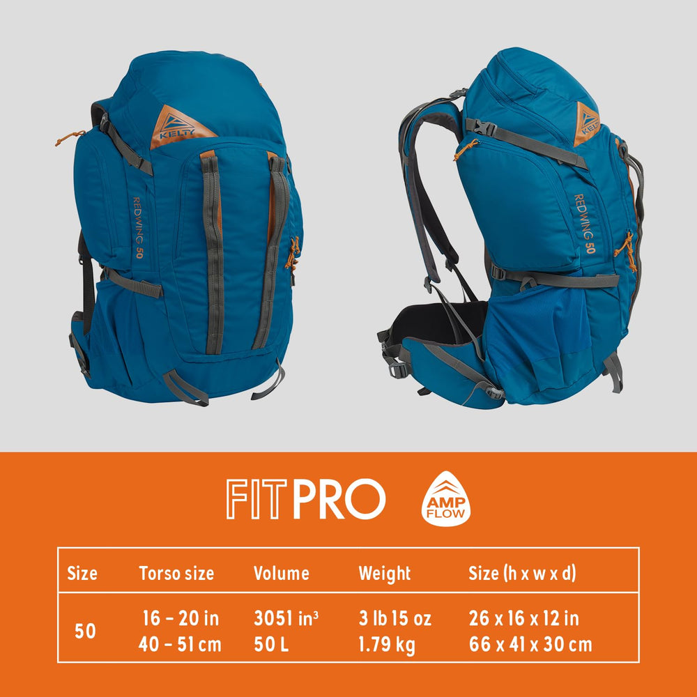 Kelty Redwing 50 FIT-Pro torso adjustment enables quick, personalized fit.