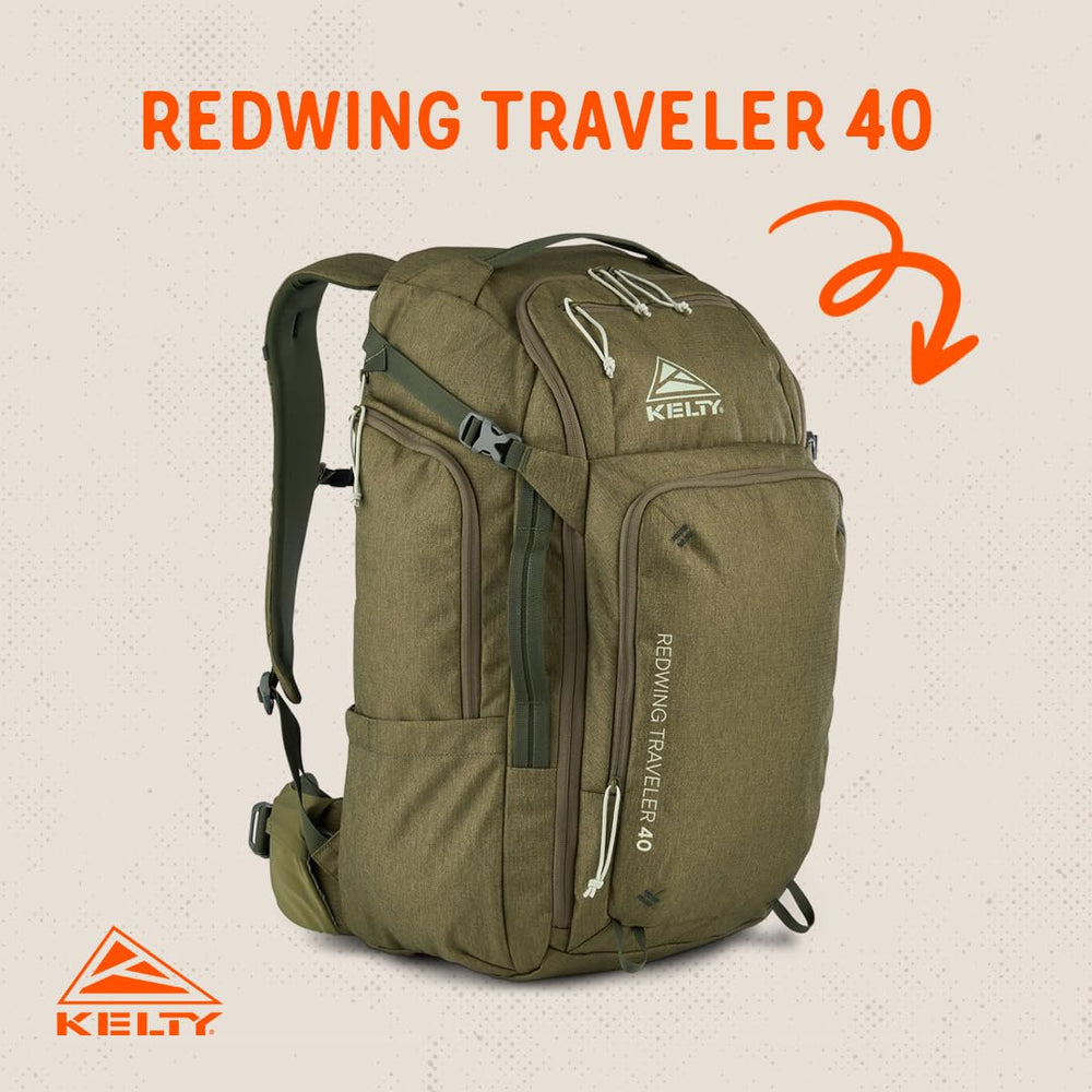 Kelty Redwing Traveler 40L burnt olive back panel with padded straps